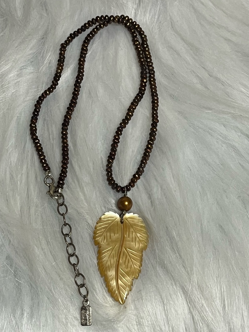 Peyote Bird Iridescent Leaf Necklace